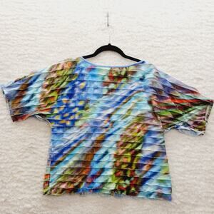 Blouse Size M Mini Ruffle Abstract Crinkle Whimsycore Vacation Resort Y2K Retro